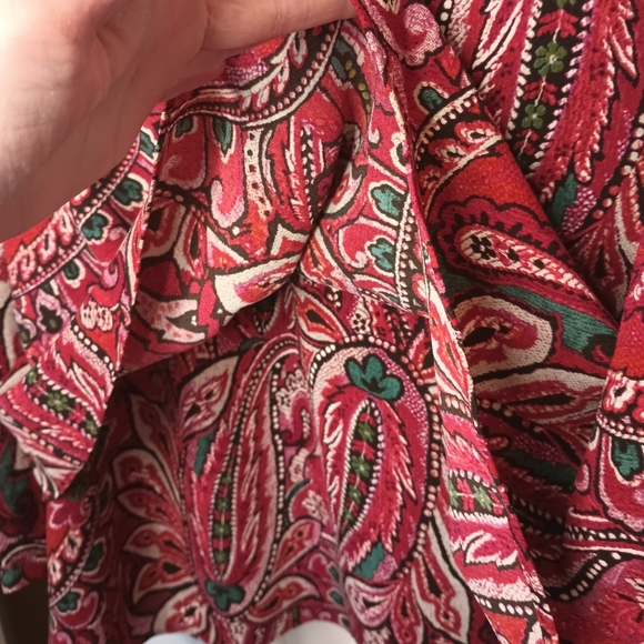 J Jill Red Paisley Layered Tunic Top XL Long Sleeve Keyhole  Bohemian Art - Picture 7 of 14
